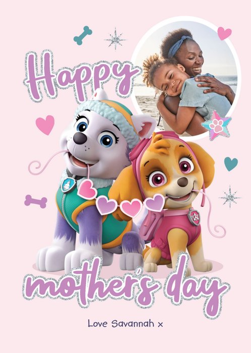 Paw Patrol Skye And Everest Photo Upload Mothers Day Card 
