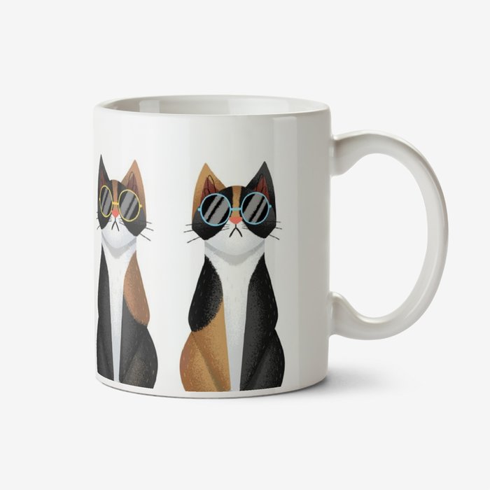 Folio Illustrations Of Four Cats In A Row Wearing Different Coloured Sunglasses Mug