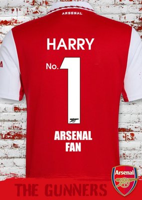 Arsenal Fan Personalise T-Shirt Birthday Card