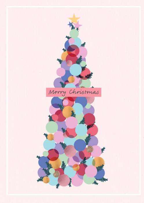Bauble Tree Pink Christmas Card