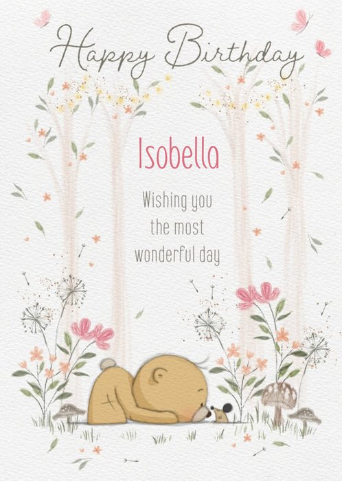 Cute Uddle Floral Forest Birthday Card