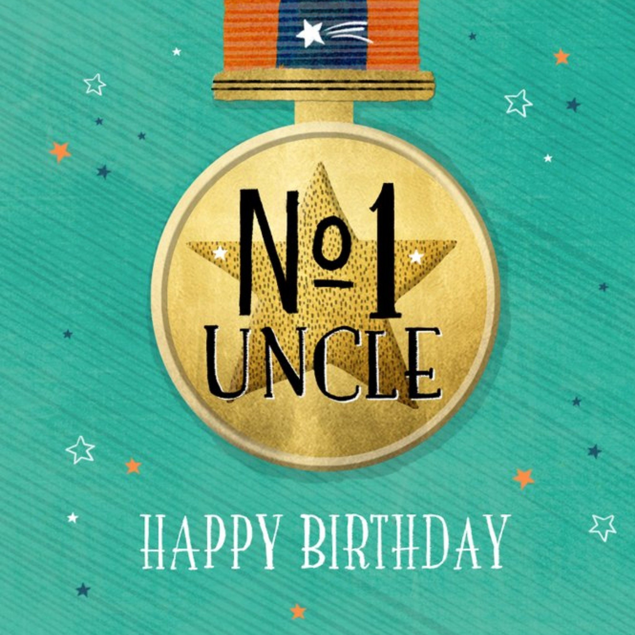 Colette Barker Illustrated Medal No. 1 Uncle Birthday Card, Square