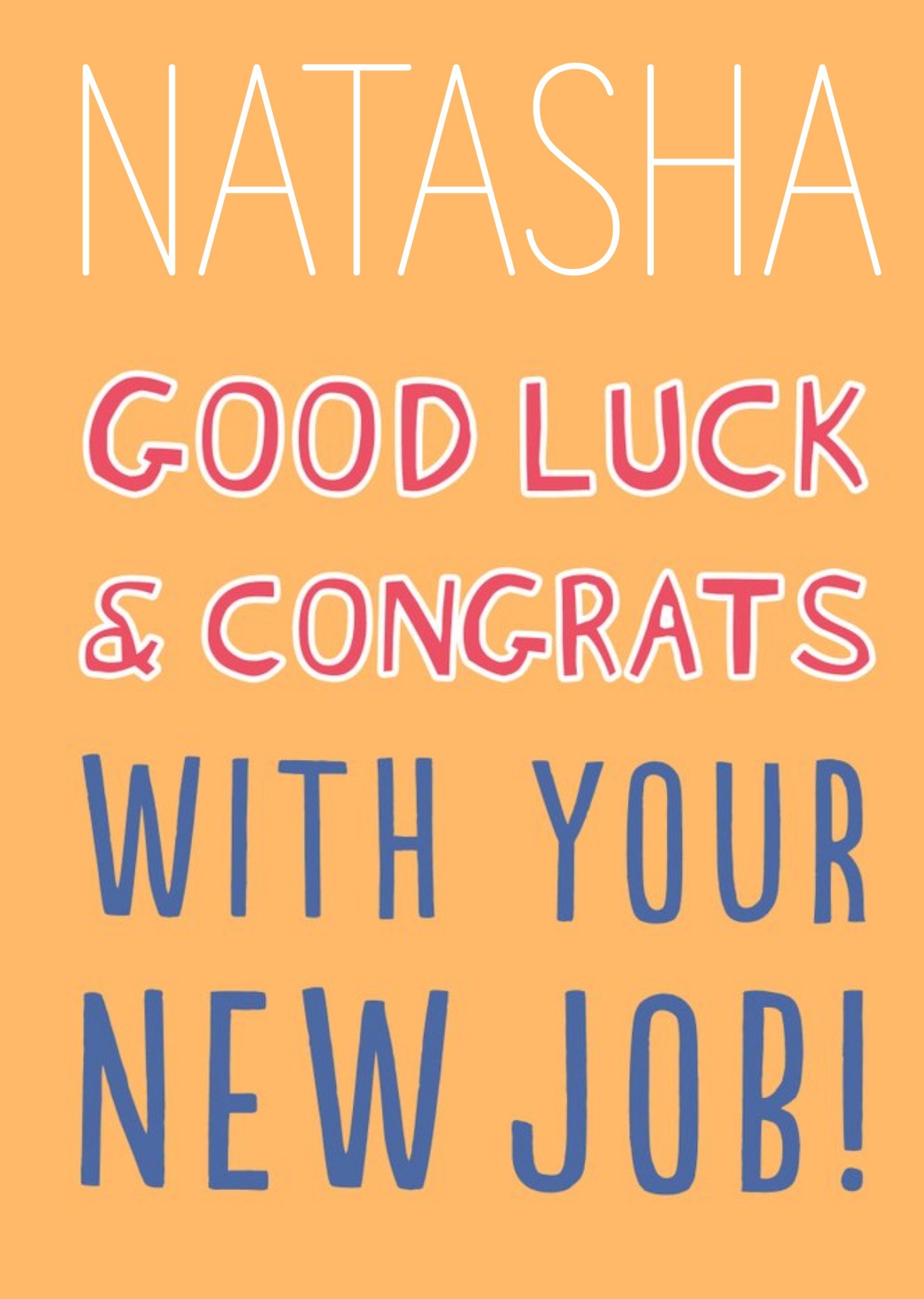Moonpig Big Bold Type Typographic Good Luck And Congrats With Your New Job Card, Large