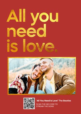 All You Need Is Love Typographic Valentine's Day Photo Upload Card
