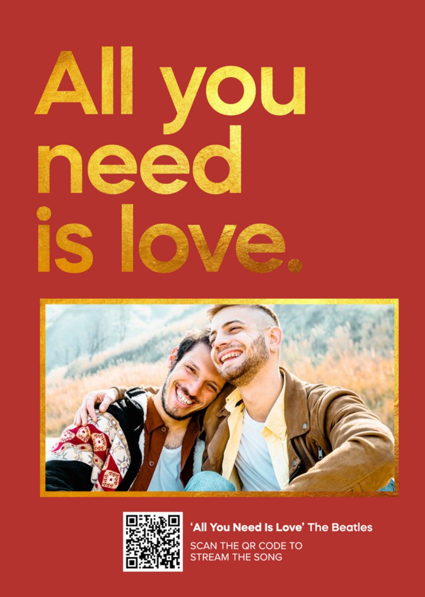 All You Need Is Love Typographic Valentine's Day Photo Upload Card Ecard