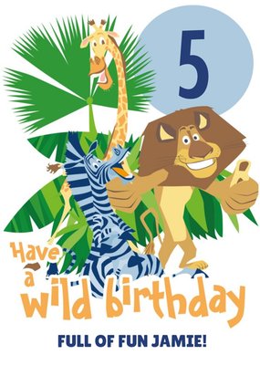 Madagascar Wild 5th Birthday Card