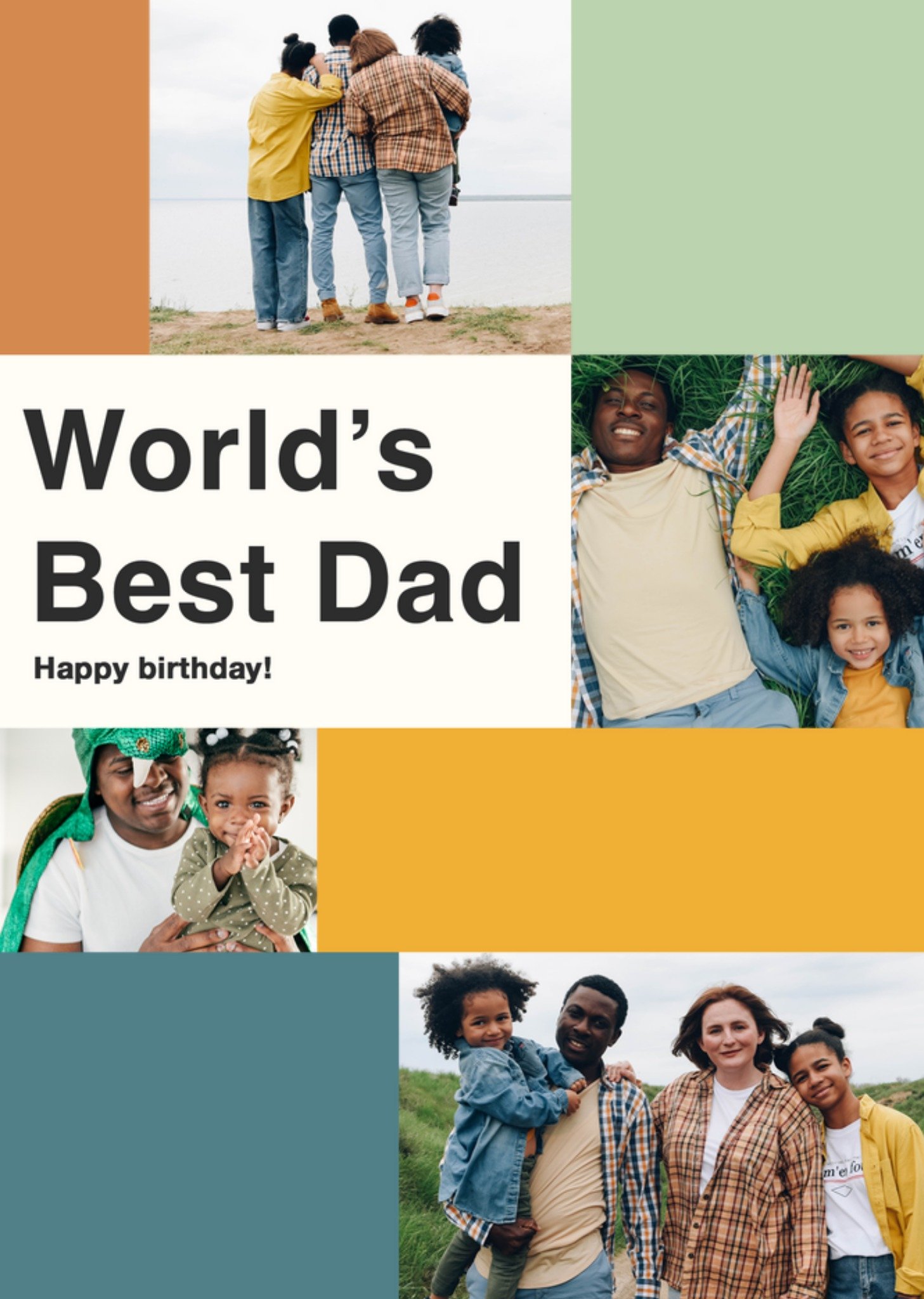 Moonpig Bold Worlds Best Dad Block Multi Colour Photo Upload Birthday Card, Large