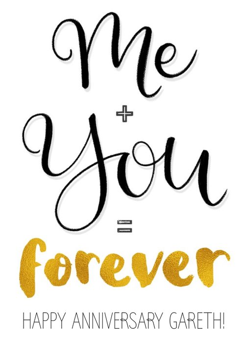 Me Plus You Forever Personalised Happy Anniversary Card