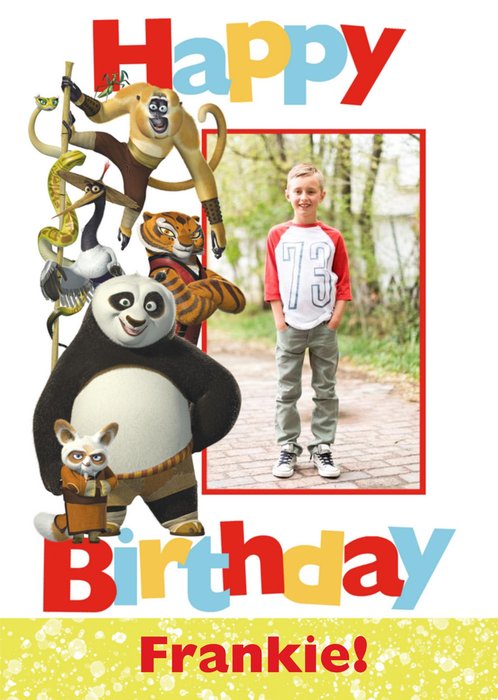 Kung Fu Panda Characters Photo Upload Birthday Card