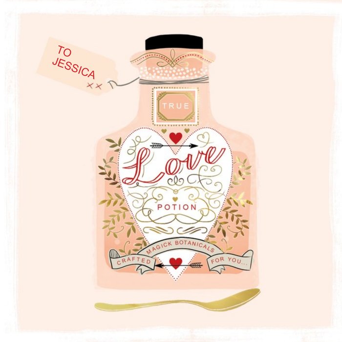 True Love Potion Happy Valentine's Day Square Personalised Card