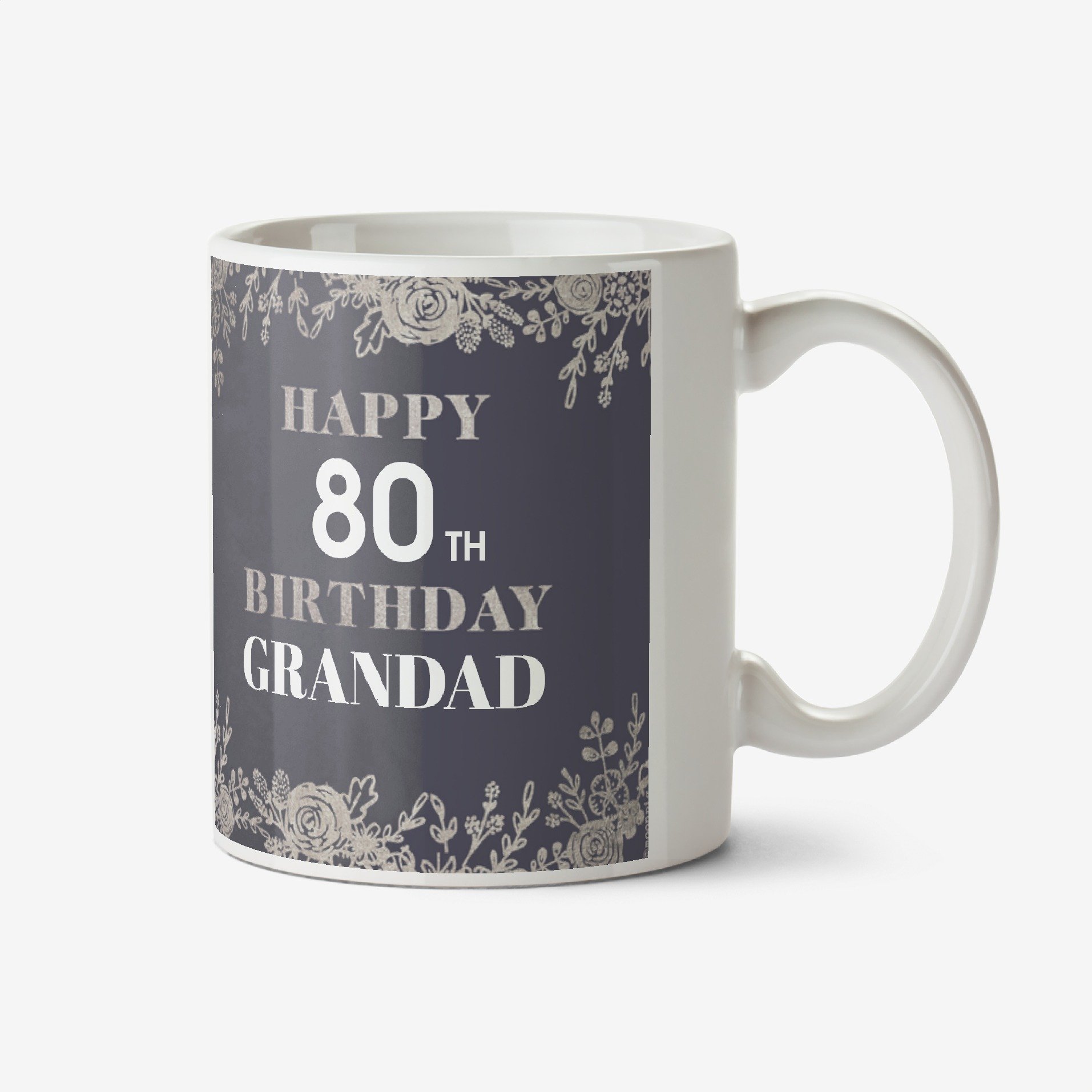 Moonpig Floral Photo Upload Happy 80th Birthday Grandad Mug Ceramic Mug