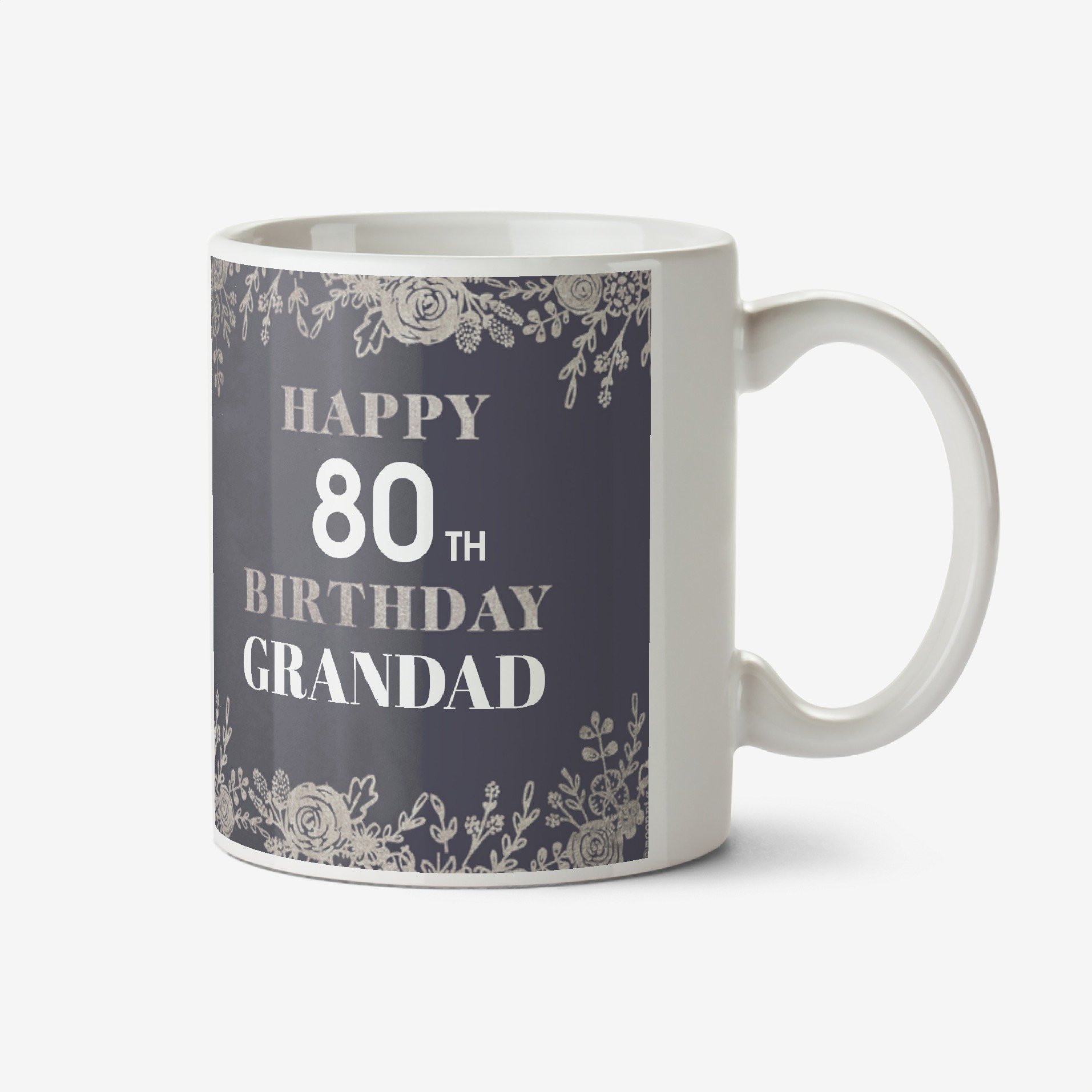 Floral Photo Upload Happy 80th Birthday Grandad Mug Ceramic Mug