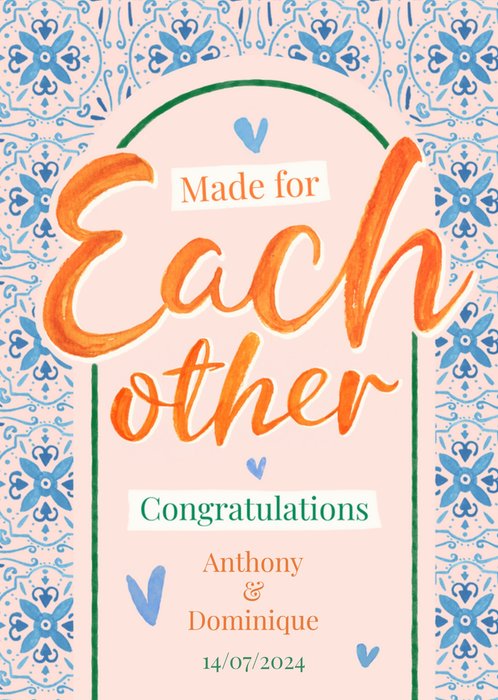 Made For Each Other Wedding Card