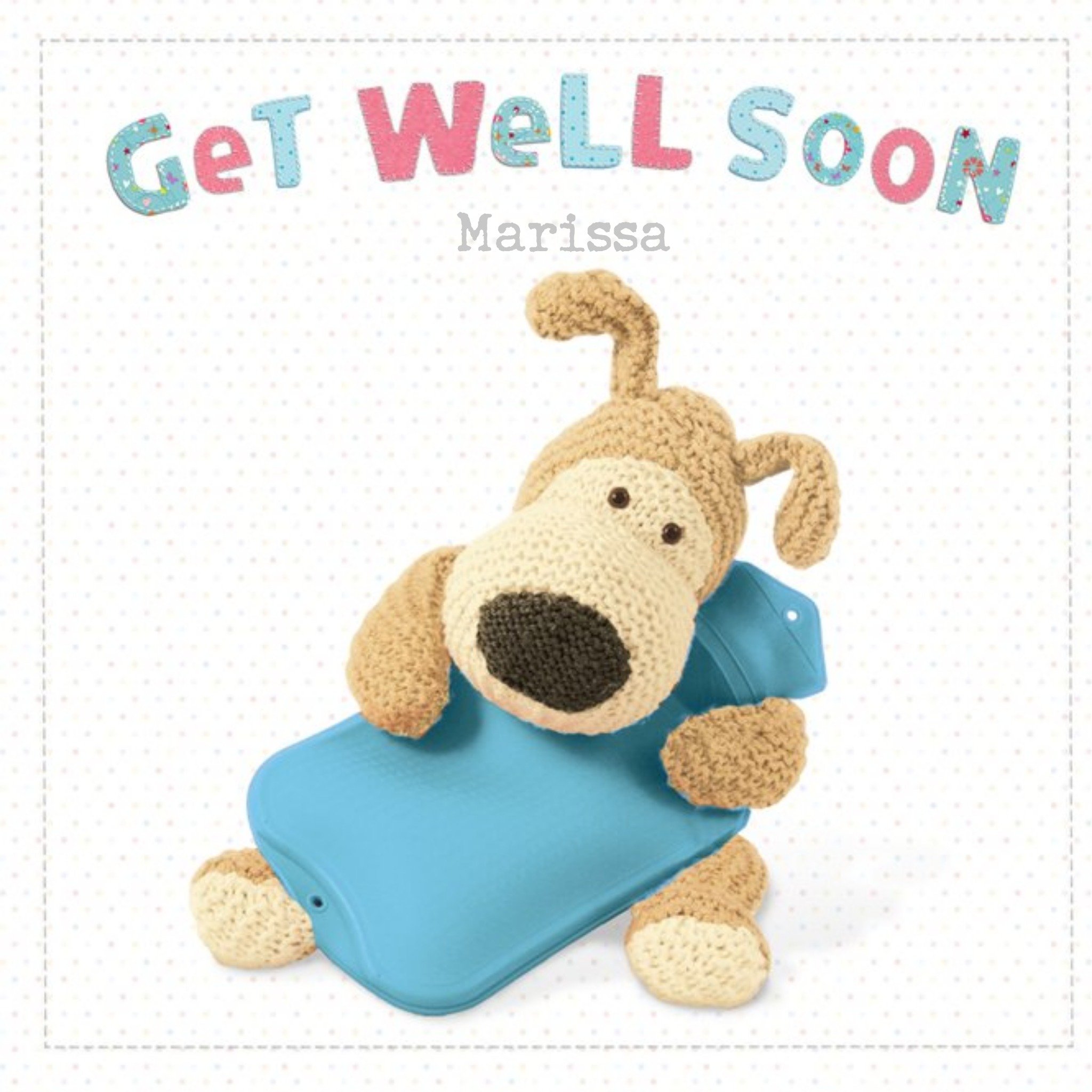 Boofle Personalised Get Well Soon Card, Square