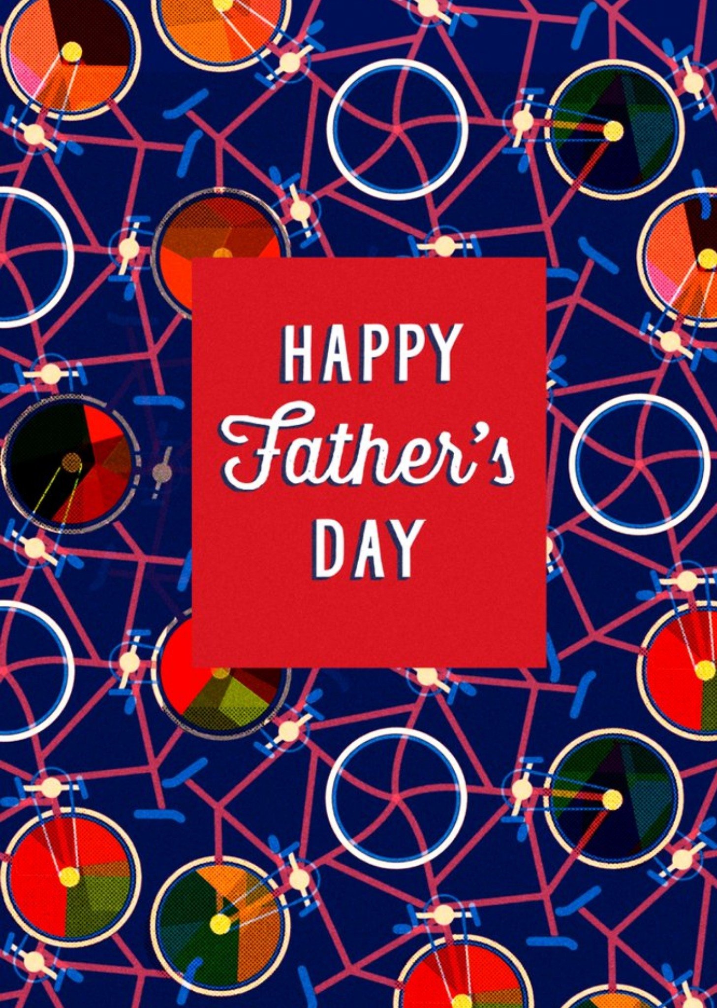 Happy Fathers Day Bike Pattern Card Ecard