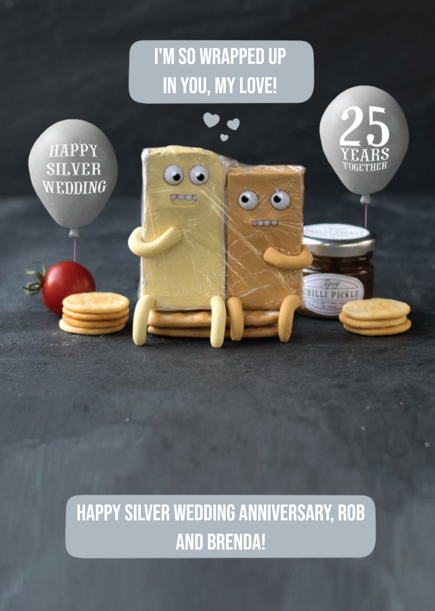 Personalised Im So Wrapped Up In You Silver Wedding Anniversary Card Ecard