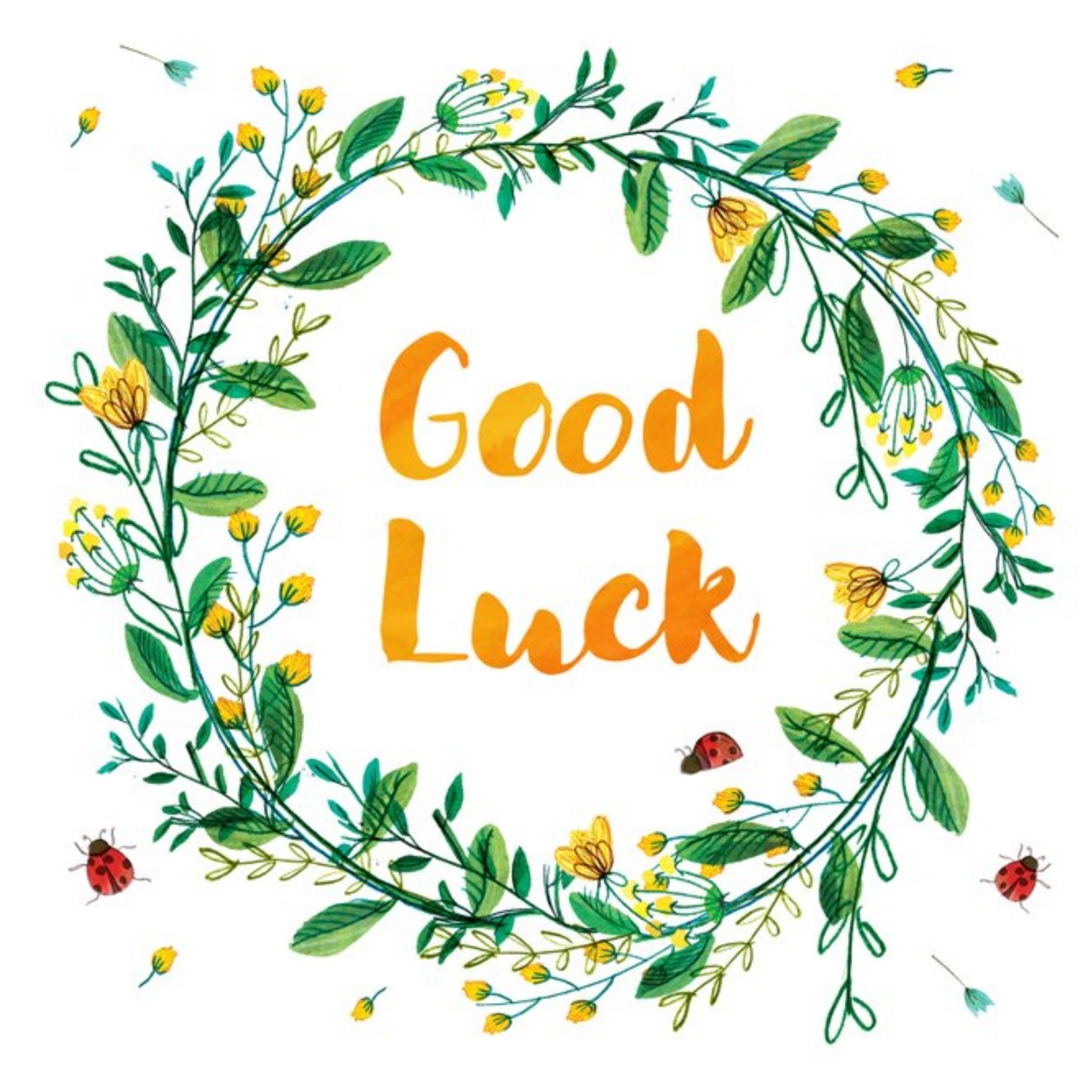 La Jolie Boutique Wreath Good Luck Card, Square