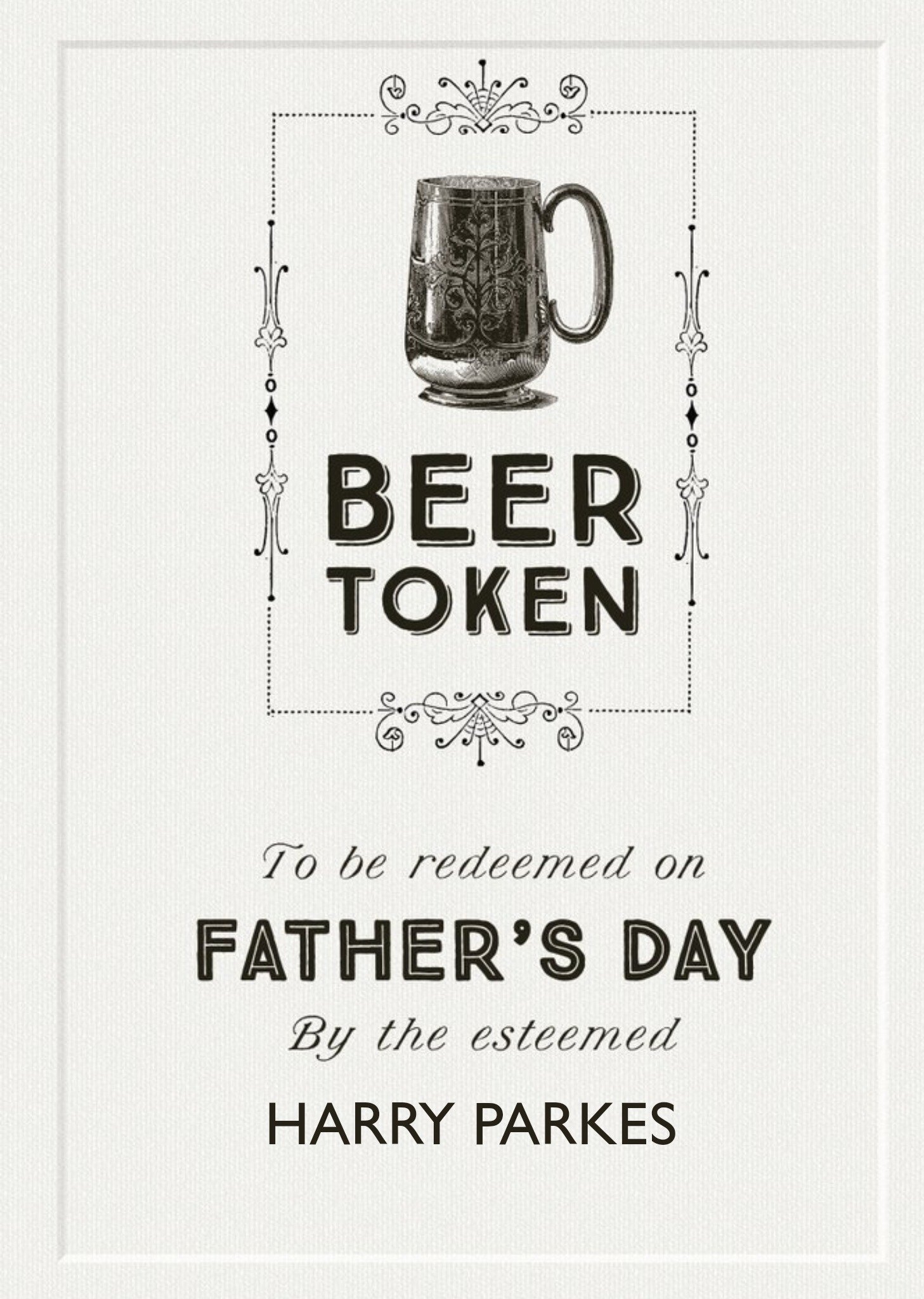 Beer Token Happy Fathers Day Card Ecard