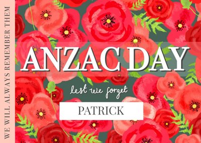 Illustration Of Poppies Anzac Day Thinking Of You Card