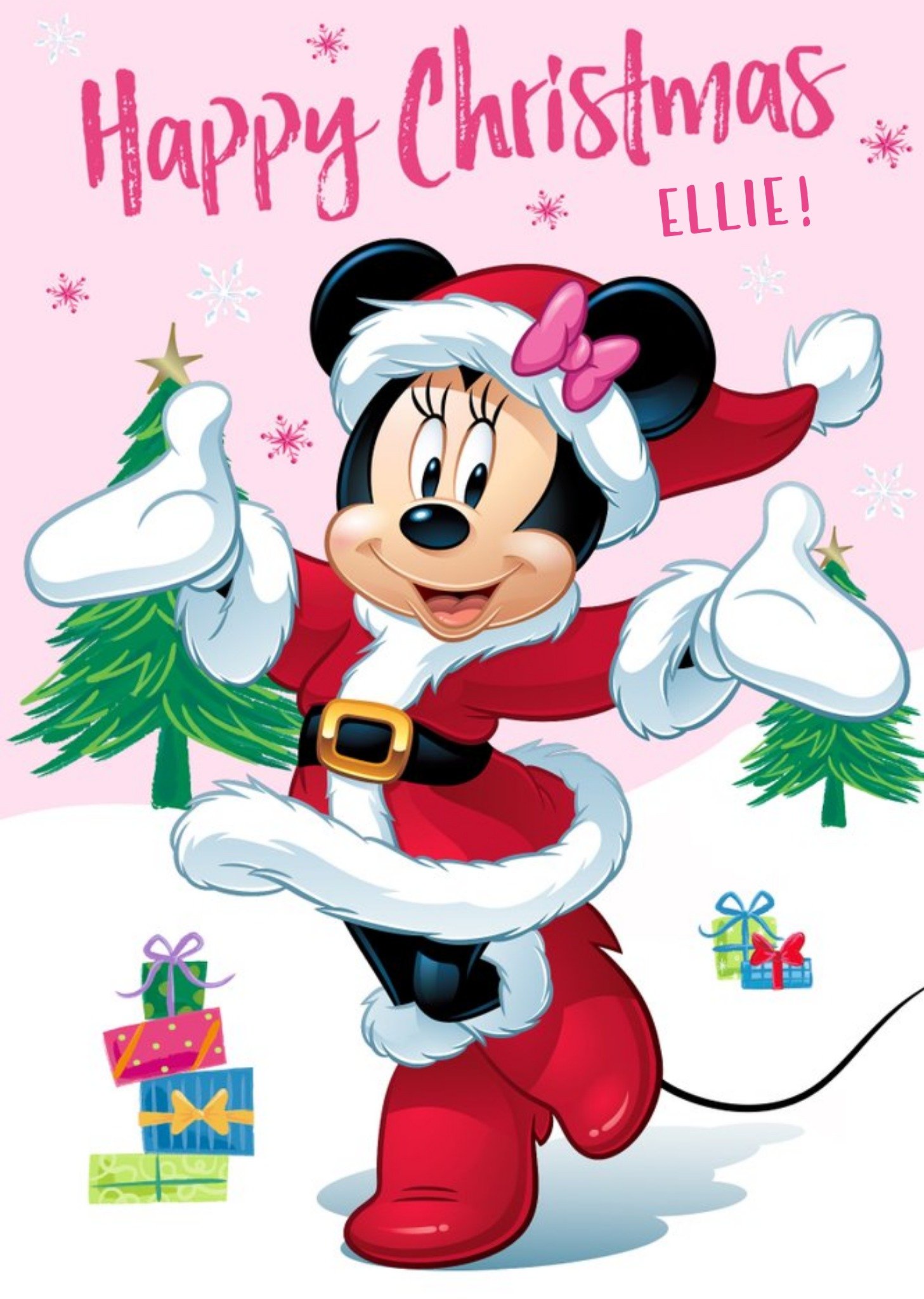 Disney Minnie Mouse Pink Personalised Christmas Card Ecard