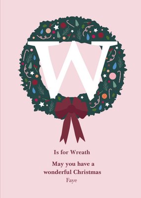 W Is For Wreath Personalised Christmas Card