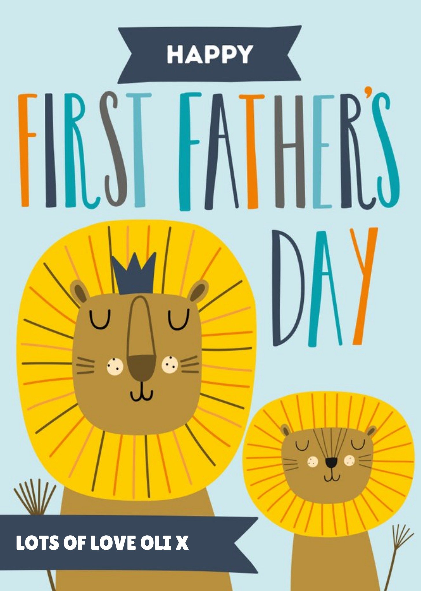 Cute Lions Happy First Father's Day Card Ecard