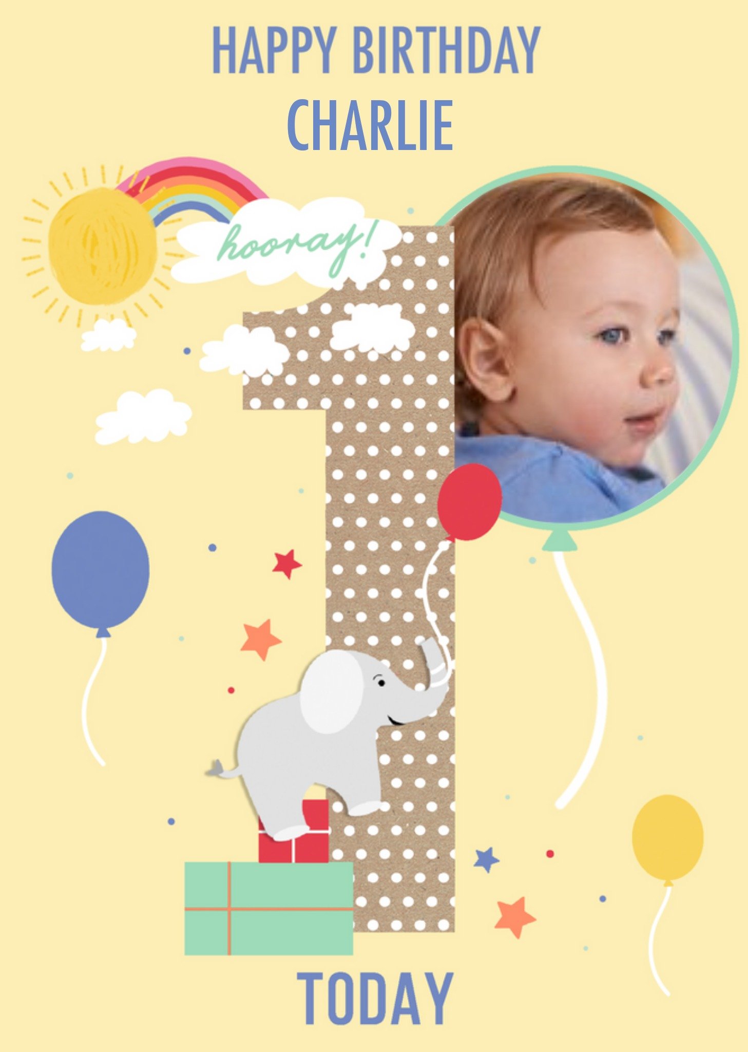 Moonpig Apollo Paperlink 1st Birthday Cute Kids One Illustrations Card Ecard