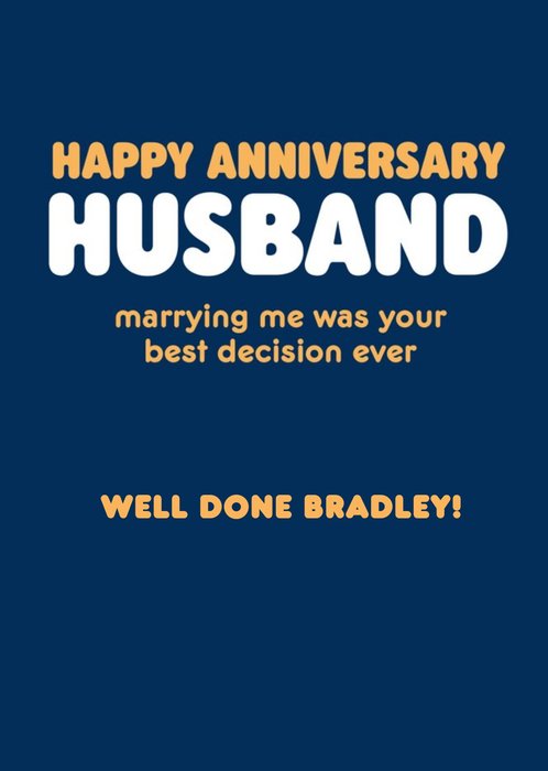 Happy Anniversary Husband Humour Quote Anniversary Card