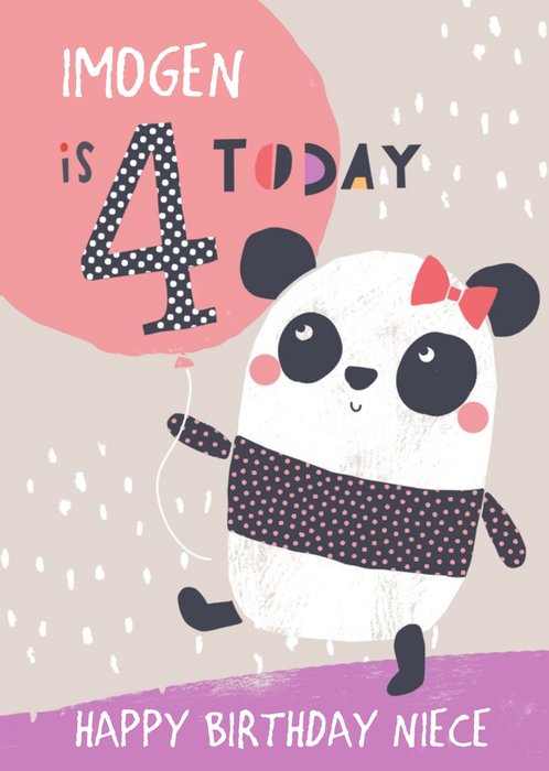 Niece Happy Birthday Card - Panda - 4 Today