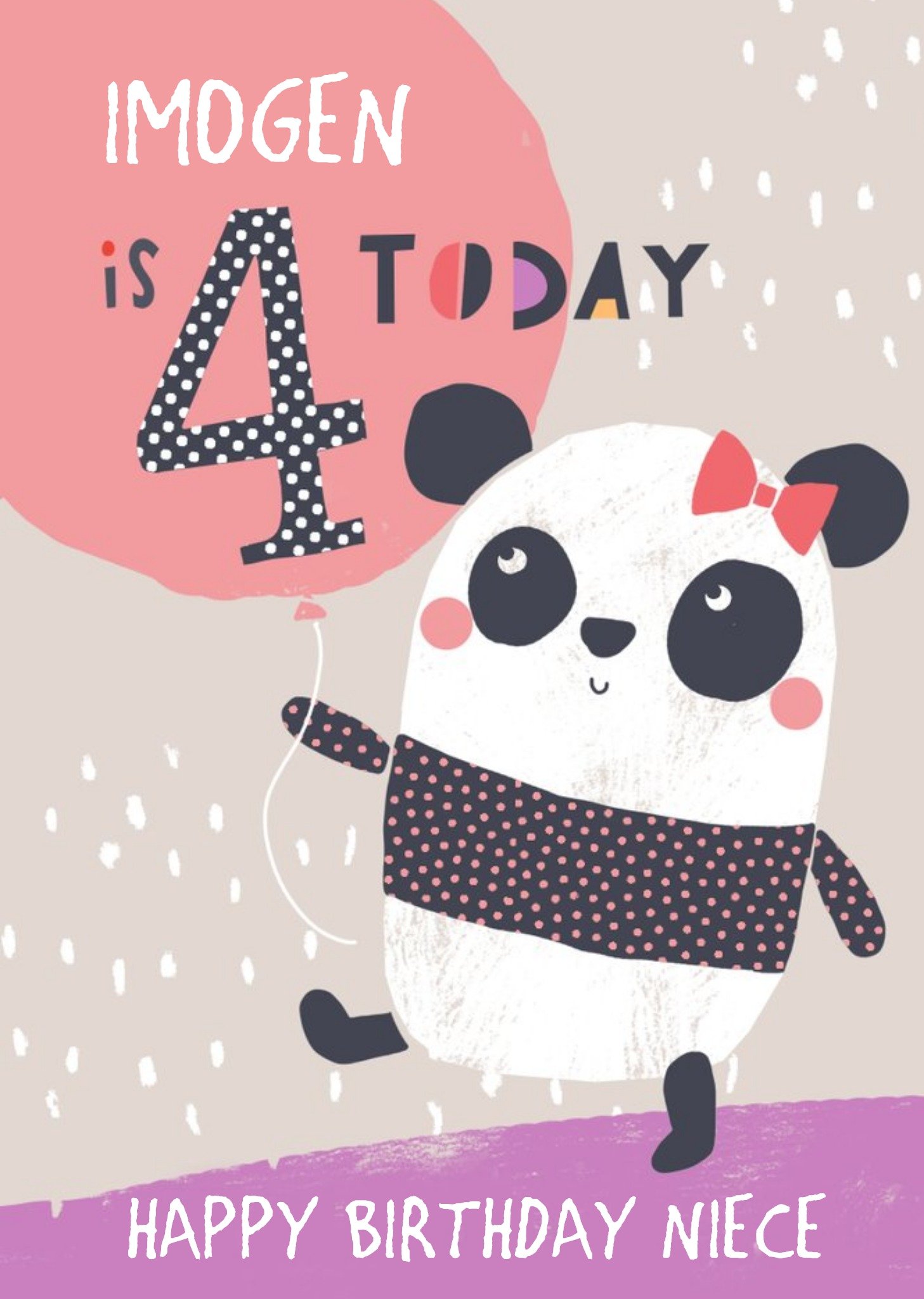 Moonpig Niece Happy Birthday Card - Panda - 4 Today Ecard