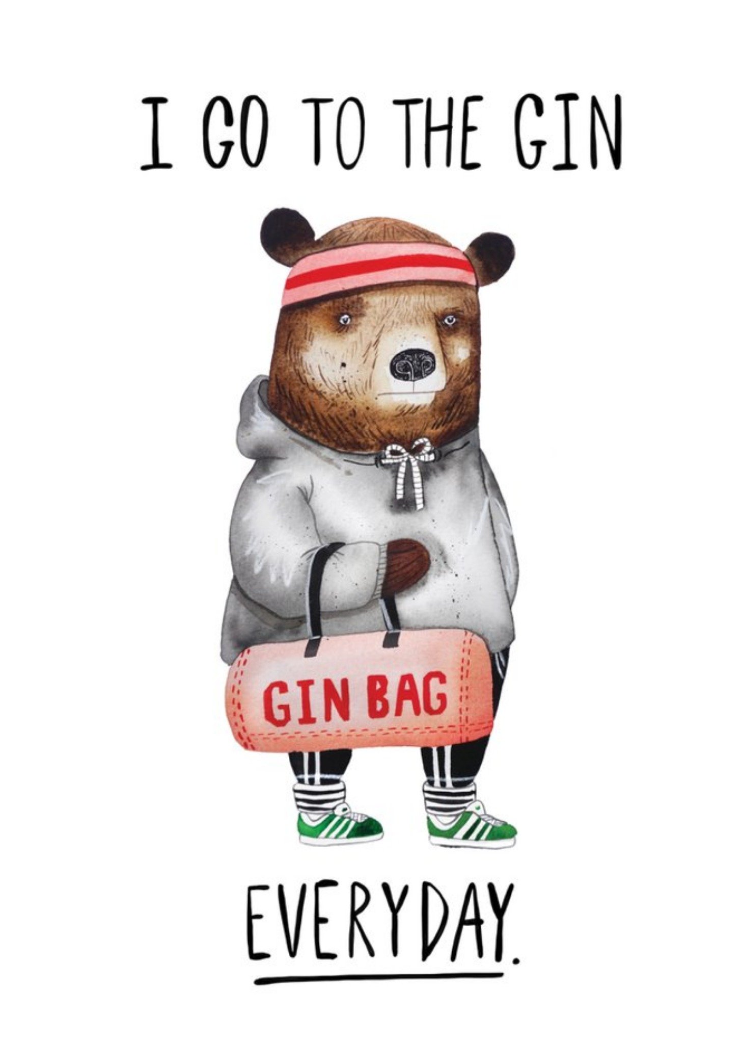 Jolly Awesome I Go To The Gin Funny Gym Bear Card Ecard