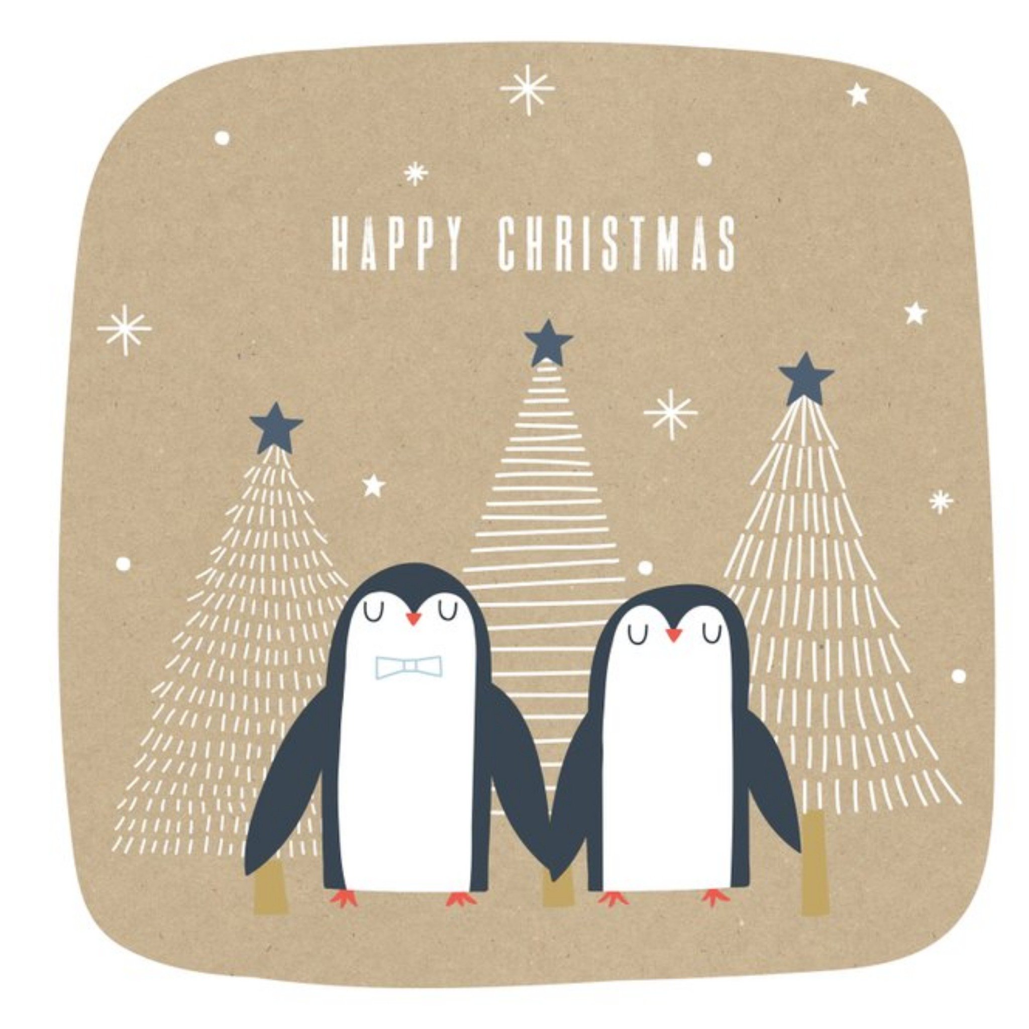 Moonpig Two Penguins Christmas Greetings Card, Square