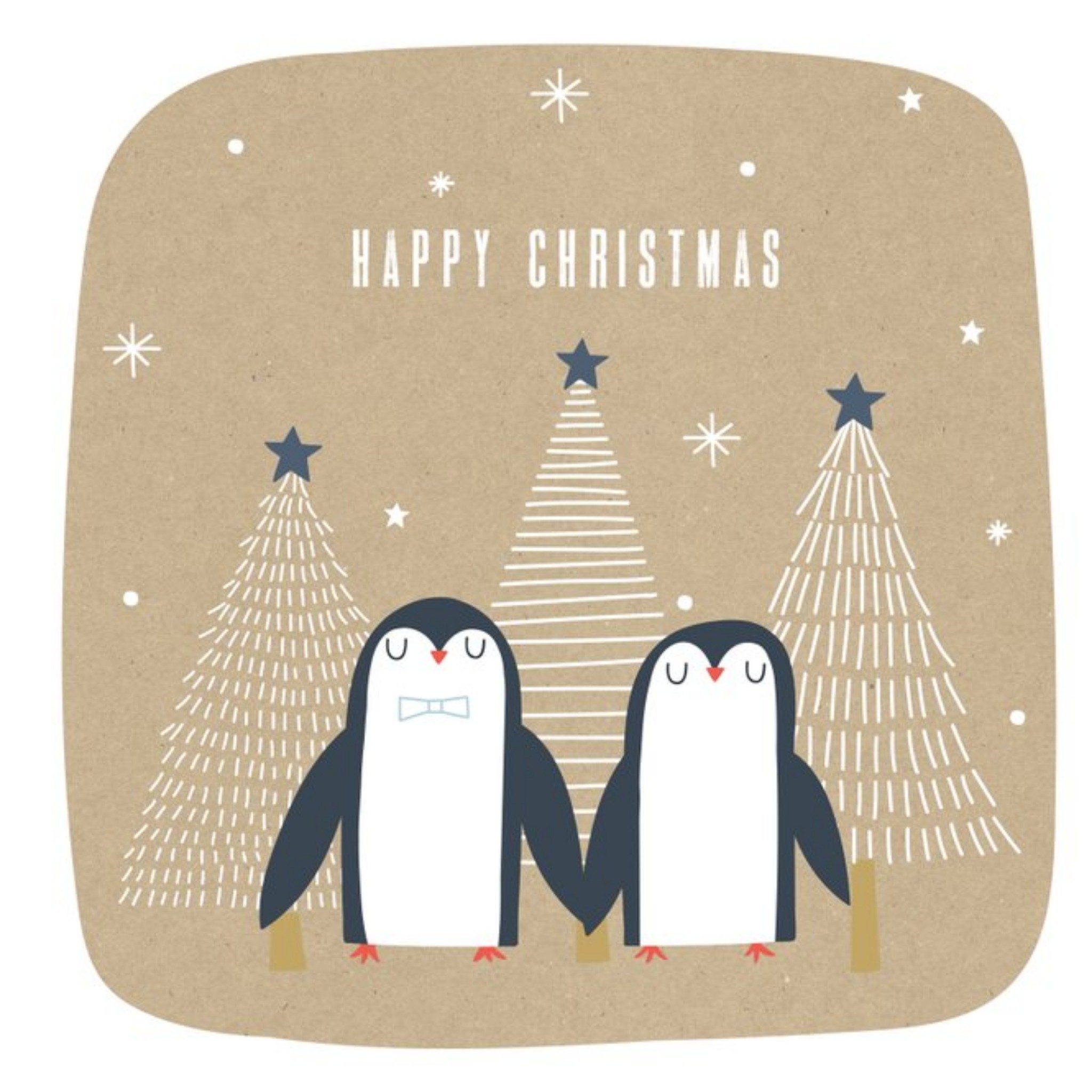 Two Penguins Christmas Greetings Card, Square