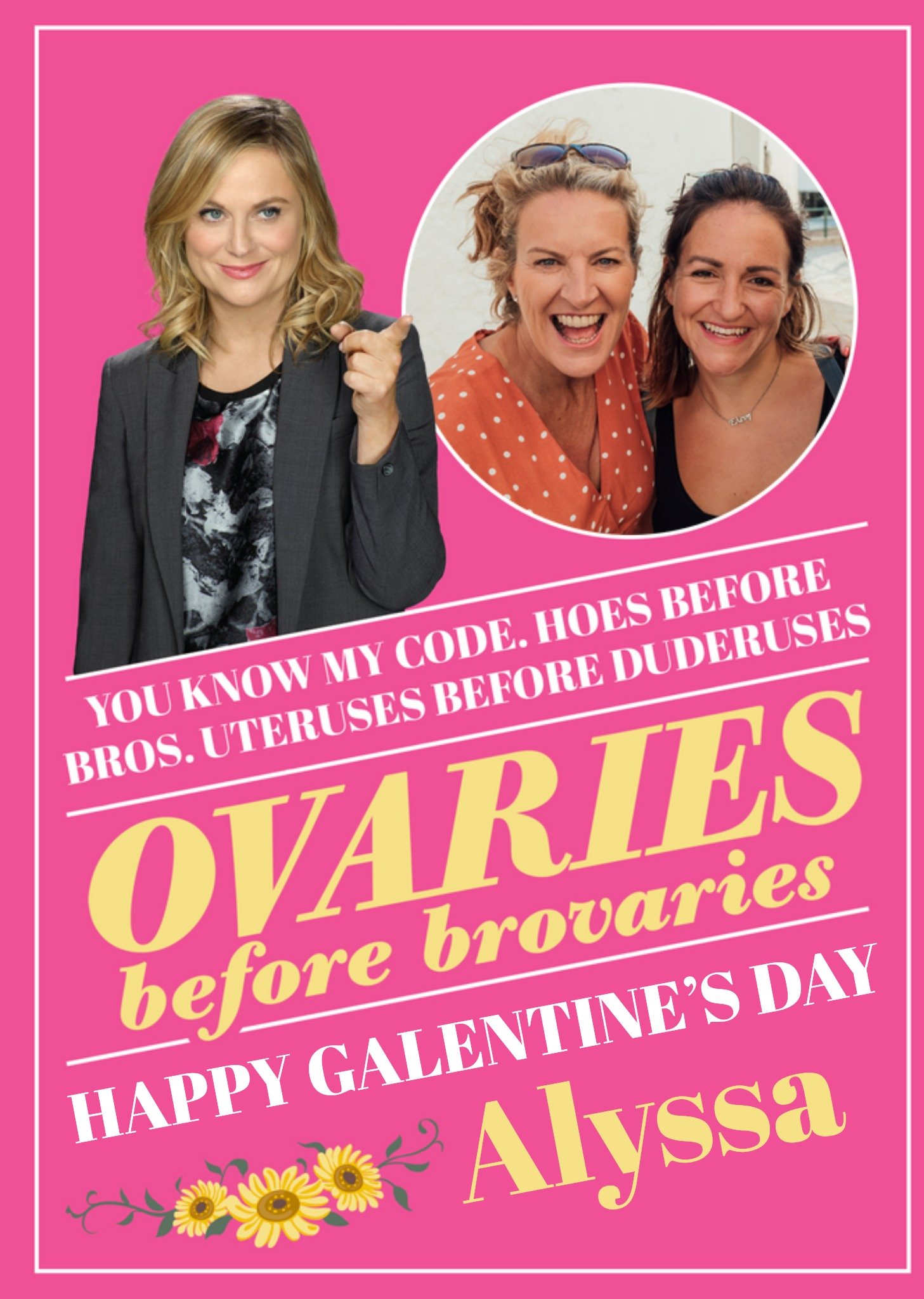 Moonpig Funny Ovaries Before Brovaries Parks And Recreation Galentine's Day Card, Large