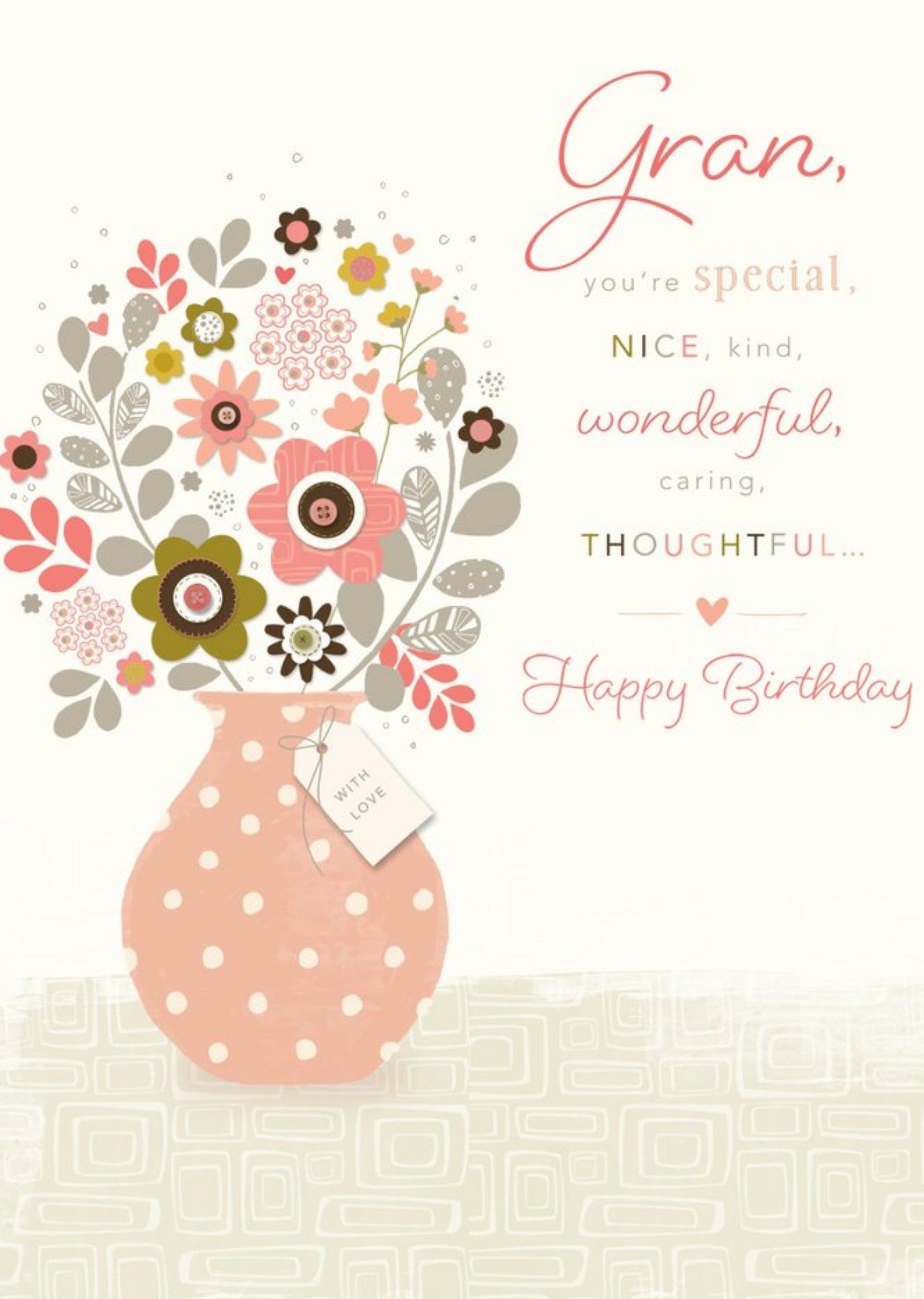 Guk Floral Pastel Illustrated Gran Birthday Card Ecard