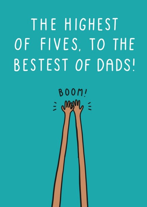 Illustration Of A Highfive On A Teal Background Humorous Father's Day Card