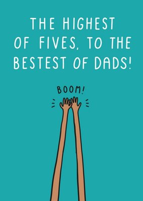 Illustration Of A Highfive On A Teal Background Humorous Father's Day Card