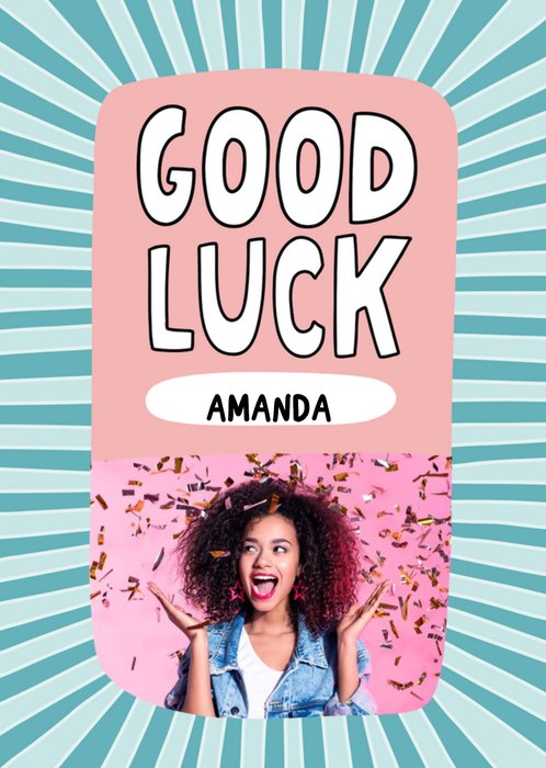 Personalised Photo Typographic Illustrated Good Luck Card