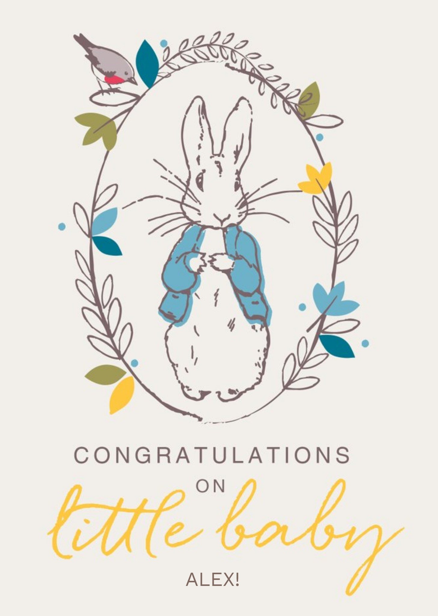 New Baby Card - Unisex - Peter Rabbit - Beatrix Potter, Large