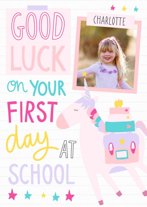 One Of A Kind Good Luck At School Photo Upload Card