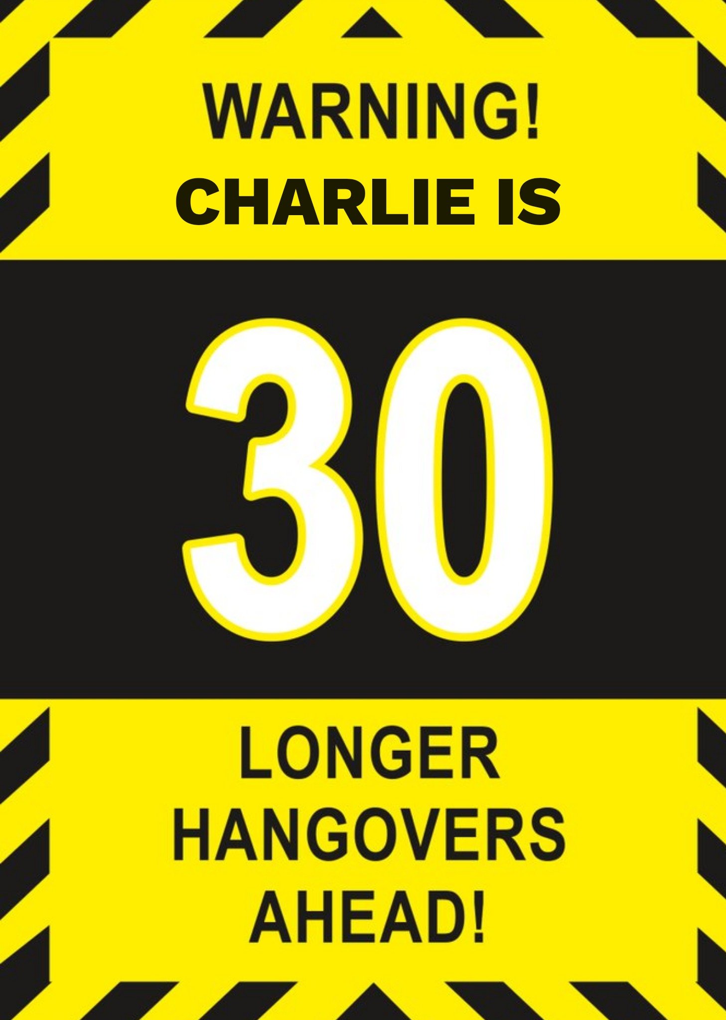 Moonpig Warning Longer Hangovers Ahead 30th Birthday Card, Large