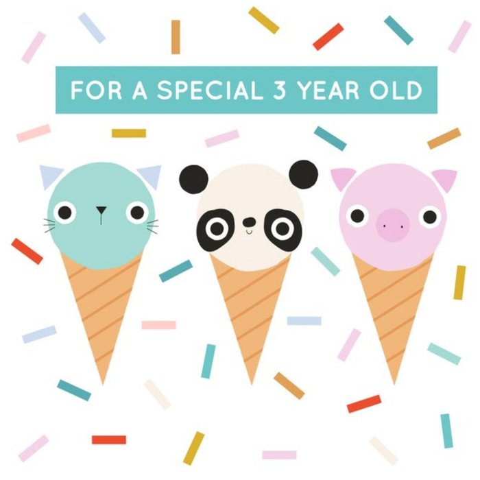 Cute For A Special 3 Year Old Birthday Card