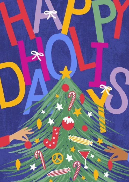 Bright Joyful Happy Holidays Christmas Tree Card