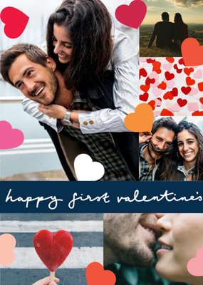 Colourful Hearts And Metallic Balloons Photo Valentines Day Card