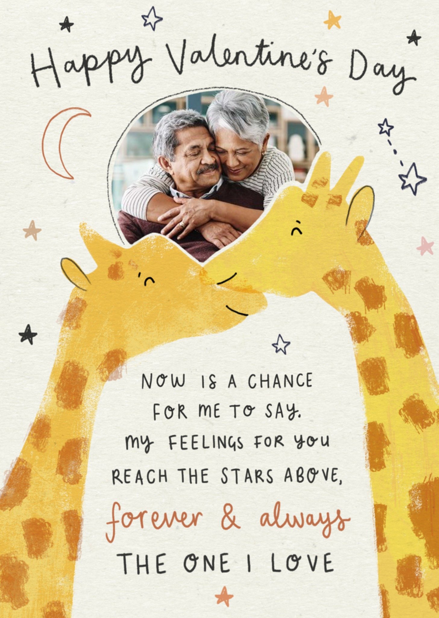 Moonpig Cute Illustration Of A Pair Of Giraffes Valentine's Day Photo Upload Card Ecard