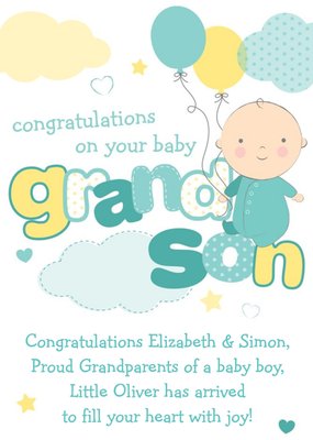 Congratulations On Your New Baby Grandson Card