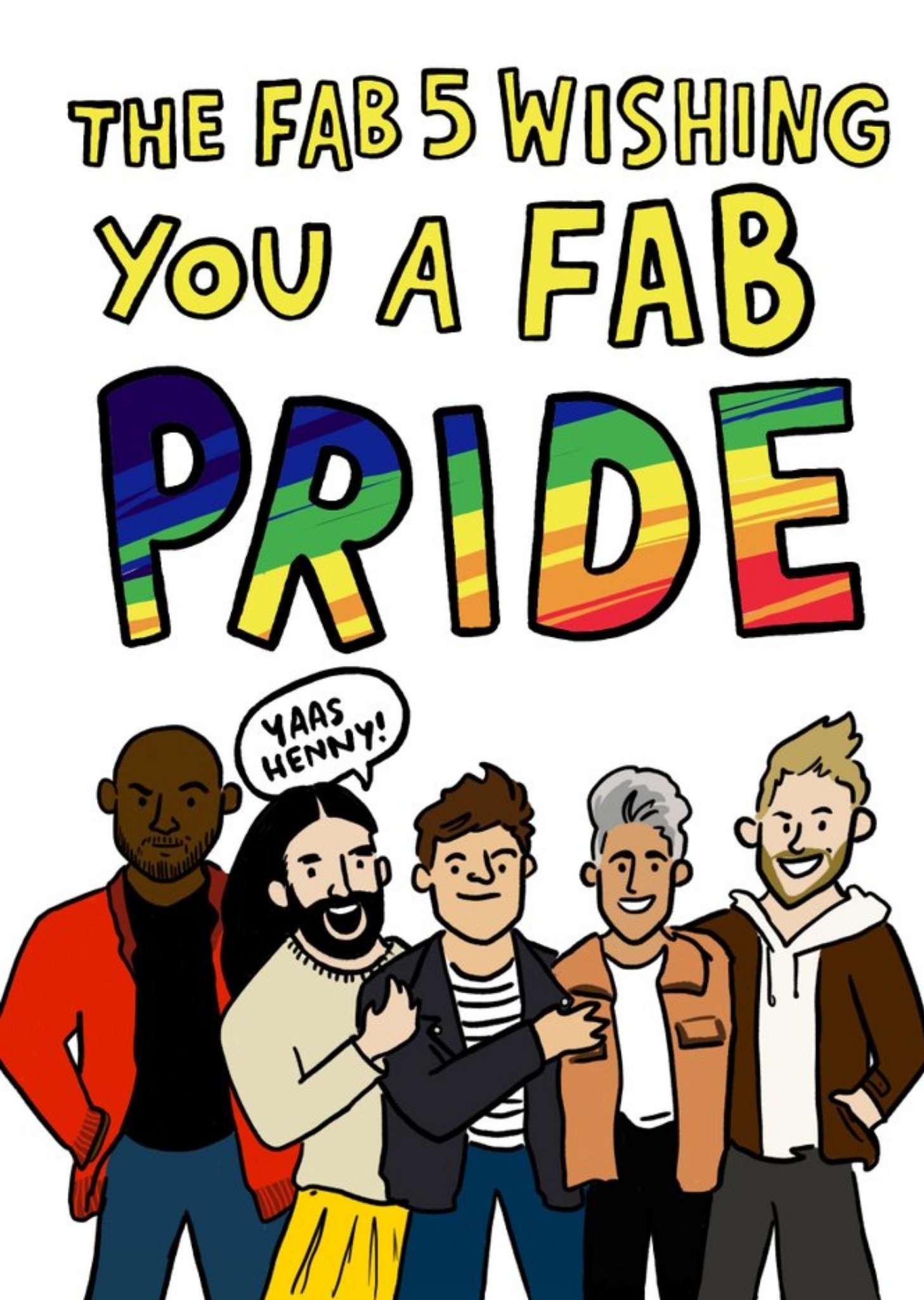Moonpig The Fab 5 Wishing You A Fab Pride Just A Note Card, Large