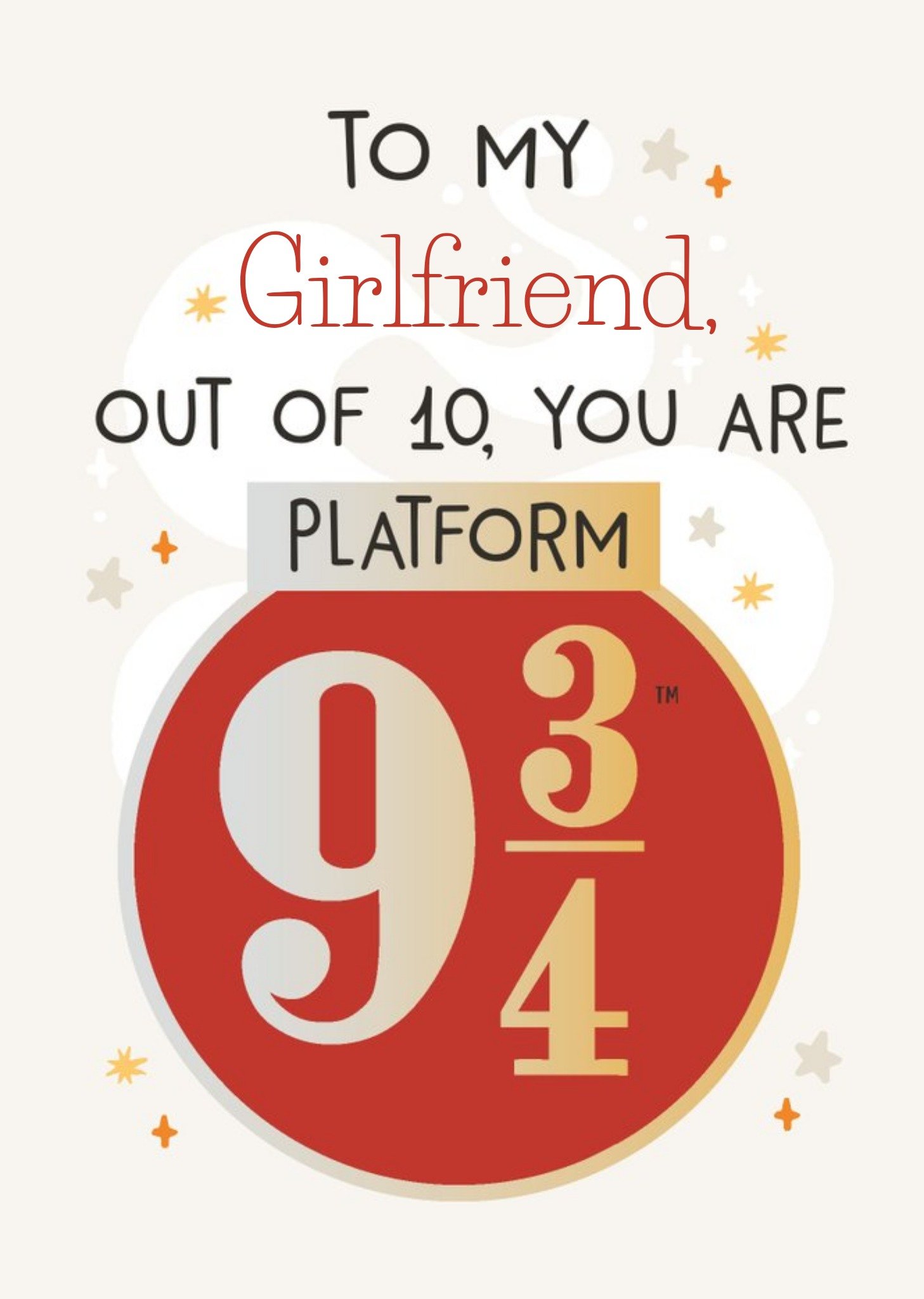Harry Potter Platform 9 And Three Quarters Valentine's Day Card, Large