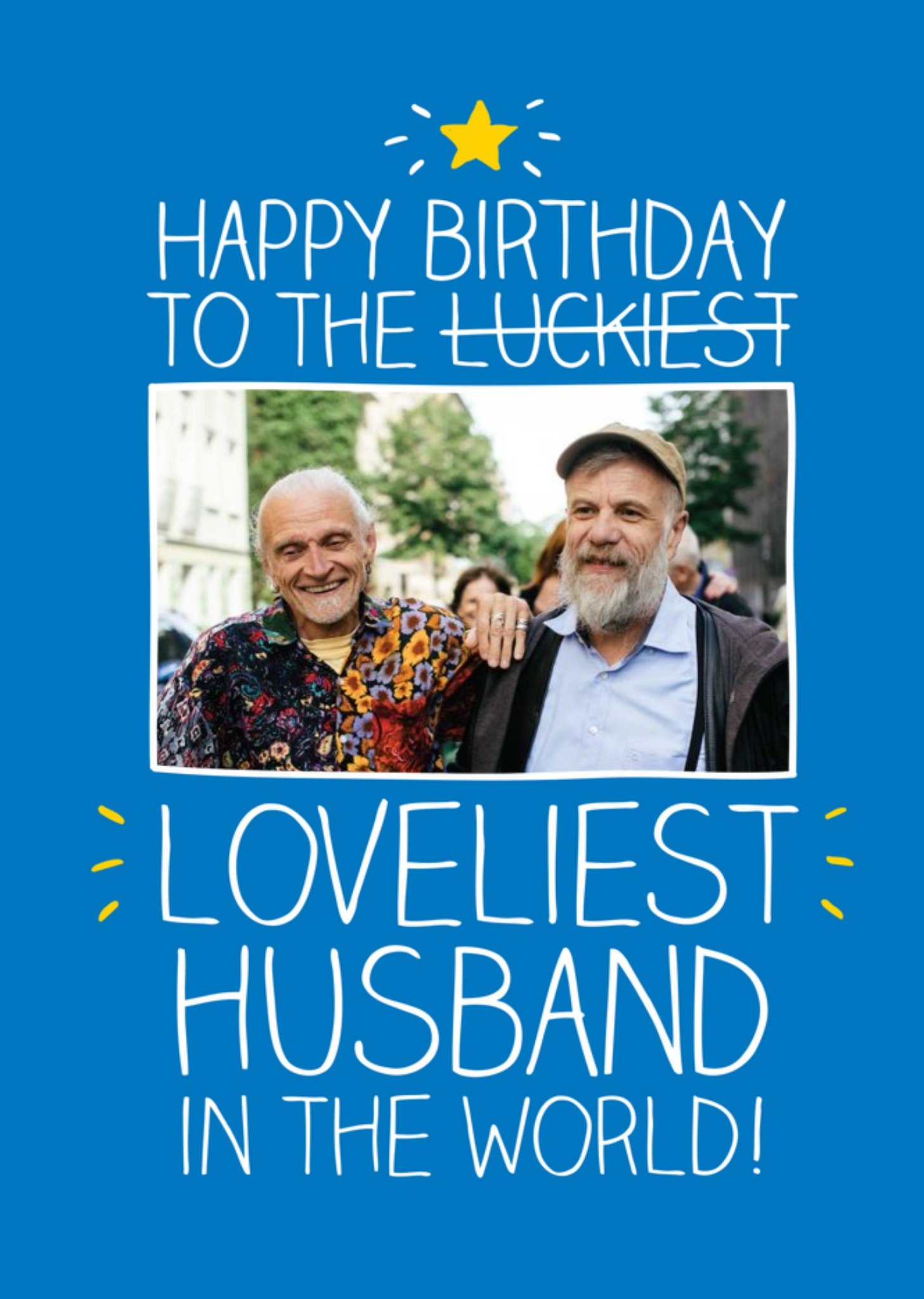 Happy Jackson Loveliest Husband Personalised Photo Upload Happy Birthday Card, Large