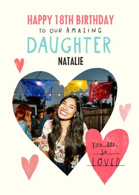 Heart shaped photo upload Daughter Birthday Card